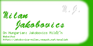 milan jakobovics business card